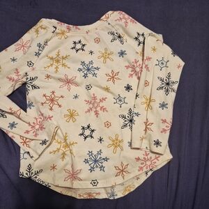 Cat & Jack Cream Long Sleeve Top with Multicolor Snowflake Motif